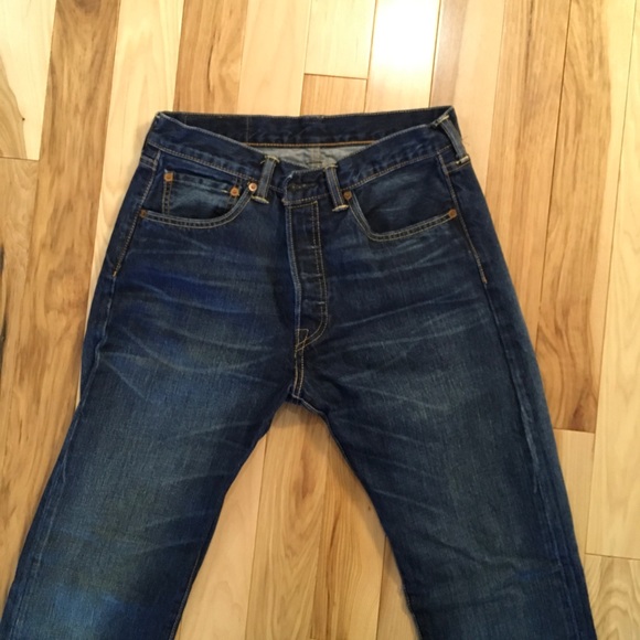 501® ORIGINAL FIT MEN'S JEANS W32 L 32 Dark Wash - Picture 3 of 10